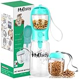 MYDAISY 550ml Auslaufsichere trinkflasche Hunde für Unterwegs mit 100g Futterbehälter - Hunde...