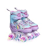 OLYSPM Rollschuhe Kinder Rollschuhe Verstellbar Rollschuhe Damen,LED Rollschuhe und 4 Größen...