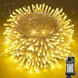 Moxled Lichterkette Außen 35m 350LED, Warmweiß Lichterkette Außen Strom mit Timer...