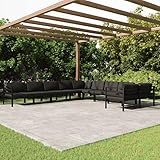 KTHLBRH 10-TLG. Garten-Lounge-Set mit Kissen Aluminium Anthrazit Outdoor-Möbel-Sets...
