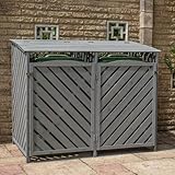 BPS Deluxe Mülltonnenbox aus Holz | Versteckte Mülltonnen für den Außenbereich | Aufbewahrung...