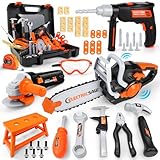 Charmofun Werkzeugkoffer Kinder, Werkzeug Set Kinder mit MotorsäGe & Elektrische Bohrmaschine &...