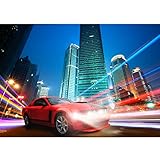 Runa Art Fototapete Auto Stadt 352 x 250 cm Vlies Tapeten XXL Moderne Wandtapete Wohnzimmer...