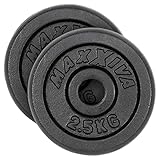 MAXXIVA Hantelscheiben 2er Set Gewichtsplatte je 2,5 kg 100% Gusseisen schwarz 5 kg Fitness...