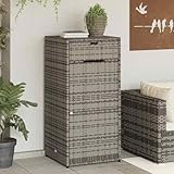 Gartenschrank, grau, 55 x 55 x 111 cm, Poly-Rattan-Möbel, Gartenmöbel, Aufbewahrungsboxen für den...
