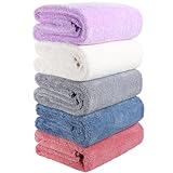 Healeved 5 Stück Mikrofaser Handtuchset 70X140cm Großes Duschtuch mit Spitzenrand Schnell...