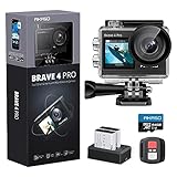 AKASO Brave 4 Pro Action Cam 4K30FPS 20MP mit 64GB U3 Speicherkarte 40M Unterwasserkamera Ultra HD...