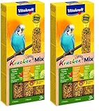 Vitakraft Vogelsnack Sittich Kräcker Mix Banane,Kräuter,Kiwi, 1x 3St (Packung mit 2)