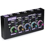 ALLWIN 4-Kanal Line Mixer, Mini Audio Mixer Low Noise DC5V 4in1out Unterstützung von Mono und...