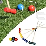 FIVMEN Krocket Spiel Croquet Set Holz Crocket für 4 Spieler Gartenspiele Holzspiele Krocketspiel...