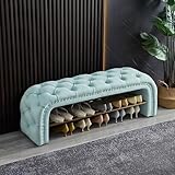 DQSPDBD Holzbank mit Stauraum, 3-stöckig, Schuhbank mit gepolstertem Sitzkissen für Küche,...