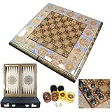 Sammelung von Backgammon-Schachbretter, Handgefertigt aus Holz mit Intarsien-Design & handbemalt mit...