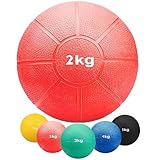 Matchu Sports | Medizinball | Medicine Ball | Vollgummi | Durchmesser 19 cm | 2KG | Rot