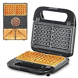 Multifunktionsgerät 3-in-1 [Sandwichmaker, Waffeleisen, Kontaktgrill], Antihaftbeschichtete...