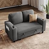 LINSY HOME Loveseat Sofa mit Stauraum – Bequemes Plüsch-Cord-2-Sitzer-Sofa mit Getränkehaltern,...