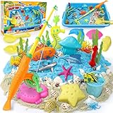 G.C Kinetischer Sand Magic Sand Koffer mit 900g Spielsand Knetsand Sandformen Meerestiere Figuren...