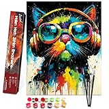 Bougimal Malen Nach Zahlen Erwachsene Tiere Ohen Rahmen inklusive Pinsel und Acrylfarben,...