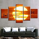 KOPASD 5 Tafeln Wand-Kunst Bild 5 Teilig Wanddekoration Star Wars Krawatte Kämpfer Sonnenuntergang...