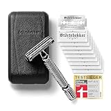 Störtebekker® Premium Rasierhobel Herren Hamburg - Rasierset mit 10 Rasierklingen & Leder-Etui -...