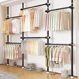 Teleskop garderobensystem, Teleskopstange Kleiderständer Mit 6 Kleiderstangen, Teleskop...
