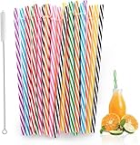 Redreo 25PCS Wiederverwendbare Strohhalme, Farbige Strohhalme Plastik mit Strohhalmbürste,...