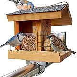 STAFECO® Vogelfutterhaus Vogelhaus für Balkon wetterfest Futterhaus Handarbeit aus Natur Holz...