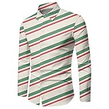 WAZHAKU Weihnachtshemden Herren Hemd Langarm Muster Slim-Fit Business Freizeit Hochzeit Casual Shirt...