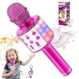 Hayruoy Bluetooth Karaoke Mikrofon Kinder, Drahtloses LED Karaoke Mikrofon mit Lautsprecher...