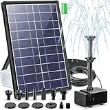 Billing Solar Springbrunnen für außen mit 3600mAh Akku, 7,5 W Solarbrunnen für Draussen, 10 Düse...