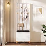 Merax Garderoben-Set, Flurgarderobe mit Schuhbank und Kissen, Flur Möbel Kompaktgarderobe,...