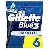 Gillette Blue3 Smooth Einwegrasierer Männer, 6 Rasierer mit 3-fach Klinge, um 40° beweglicher...