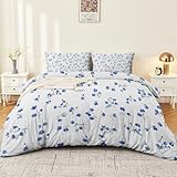 Weich Warme Bettbezug Weiß - Ländlich floral minimalistisch Microfaser...