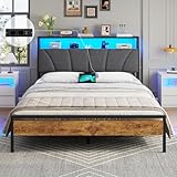 Brinlawb Bett 140x200 mit Lattenrost aus Metall, Bettgestell 140x200cm mit LED Beleuchtung...