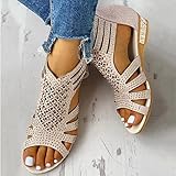 Römersandalen Damen Sommer Absatz Sommer Sandale Peeptoes Keilabsatz Sommerschuhe Wedges Weite H...