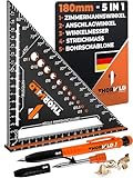 THORVALD Zimmermannswinkel 5-in-1 - Winkelmesser Anschlagwinkel + Tieflochmarker - Aluminiumwinkel...