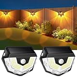 Solarlampen für Außen mit Bewegungsmelder, 2 Stück Super Helle Solar Wandleuchte Aussen Garten 3...
