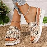 Generisch Schuhe Damen Sommer Casual Sommerschuhe Damen Elegant Wedge Peep Toe High Heel Plattform...