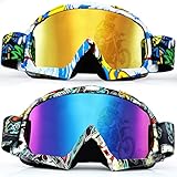 Fiada 2 Stück Motorradbrillen ATV Brille Crossbrille Dirtbike Brille Winddicht Motorradbrille mit...
