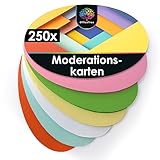 OfficeTree 250x Moderationskarten Oval 19 x 11 cm - Metaplankarten Oval 6 Farben - Moderationskarten...