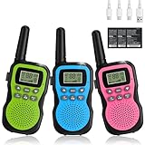 Walkie Talkie Kinder 3er Set, Apkezel Walky Talky mit 1000mAh Aufladbar Akku, Große Reichweite 3km...
