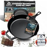 KAISERTAL® Gusseisenpfanne inkl. Reinigungsbürste - 30cm Premium Pfanne Gusseisen. Die Gusspfanne...