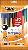 BIC Cristal Original Kugelschreiber, feine Spitze (0,8 mm), 20 Stück