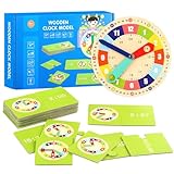 Lernuhr Kinder,Lernspiel Uhr,Holzspielzeug Lernuhr Kinder Kalenderuhr,Zeitunterrichts-und...