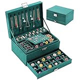 Withosent Schmuckkästchen 3 Ebenen, Schmuckschatulle aus Samt, Schmuckbox Schmuckkoffer für Damen,...