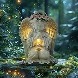 Euakee Solar Engel Gartenfiguren, LED Fairy Engel Figur, Gebetsengel Solarleuchte, Engel...