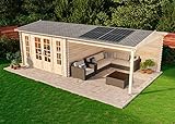 Gartenhaus Freiburg-44 ISO mit Priwatt Solaranlage Set, Holzhaus mit Solarpanelen inkl....