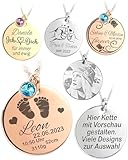 topdesignshop Schmuck Geschenk Kette mit Namen Wunsch Gravur 1 Stk Halskette Damen Edelstahl mit...