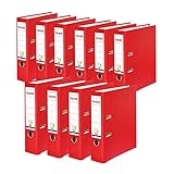 Original Falken 10er Pack PP-Color Kunststoff-Ordner. Made in Germany. 8 cm breit DIN A4 rot Vegan...