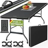 tillvex Gartentisch 180x75cm klappbar Kunststoff | Buffettisch mit Tragegriff | Klapptisch für...