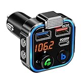 38W FM Transmitter Bluetooth Auto Adapter V5.3 – KFZ Transmitter mit Deep Bass Booster,...
